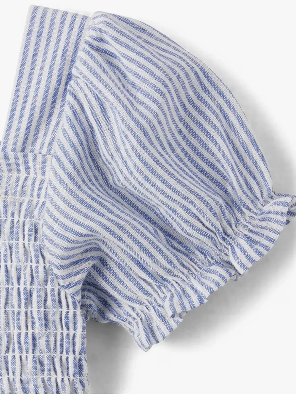 Gymboree Toddler Girl 2T Linen Blue Striped Smocked Tiered Dress